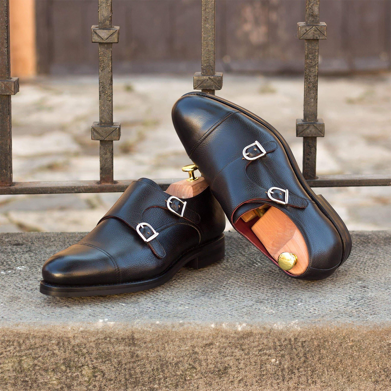 Noble Nuptials Double Monk Shoe Black