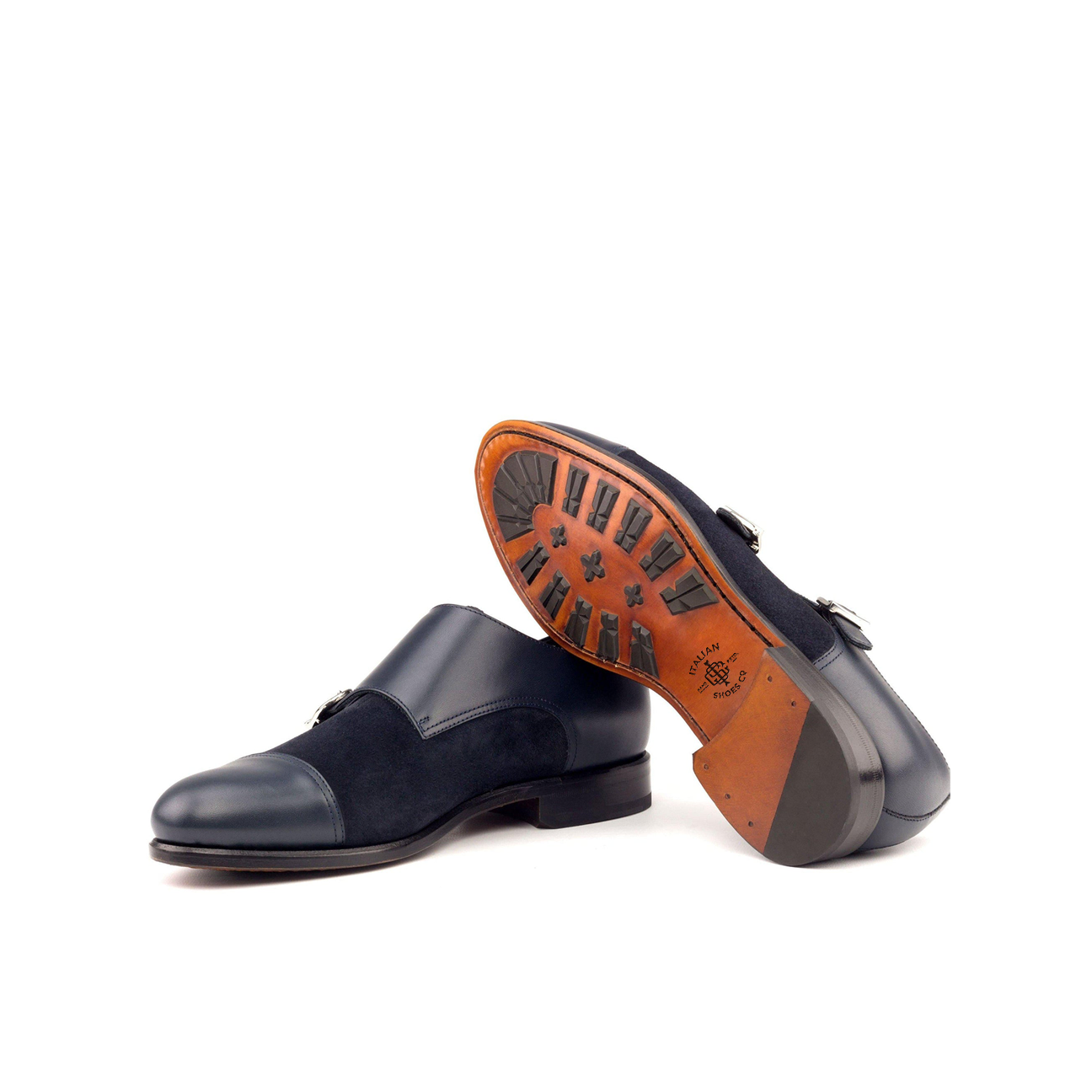 Twin Triumph Double Monk Shoe Navy