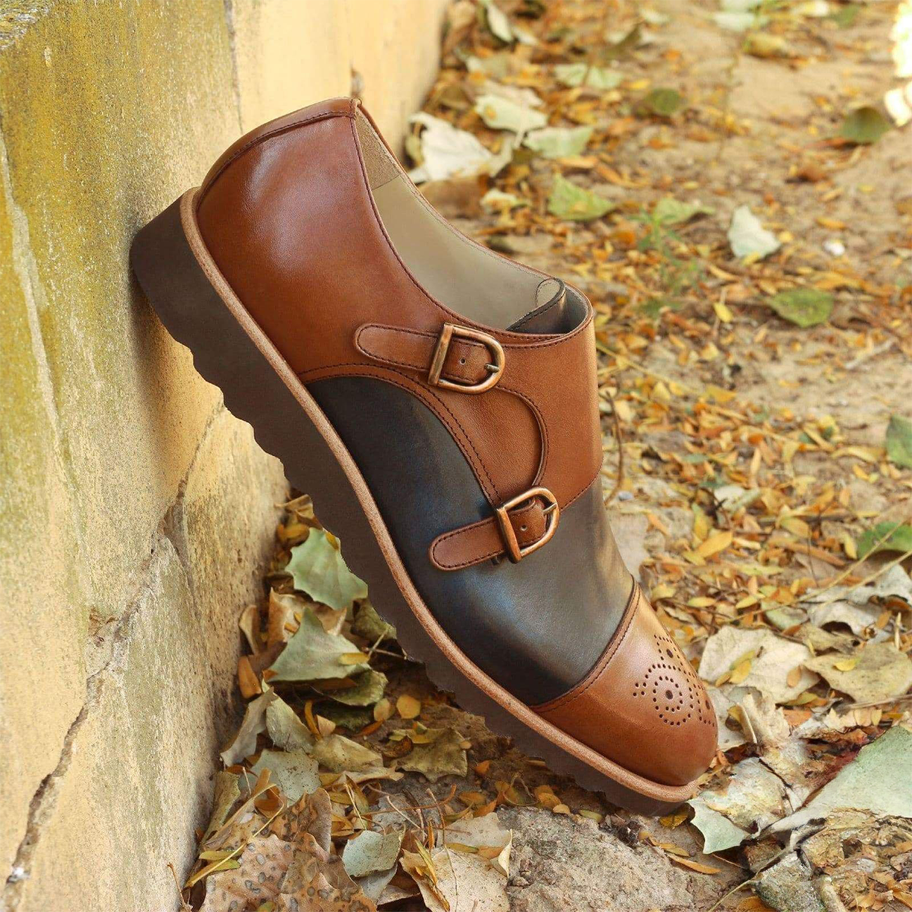 Stately Steppers Double Monk Shoe Brown