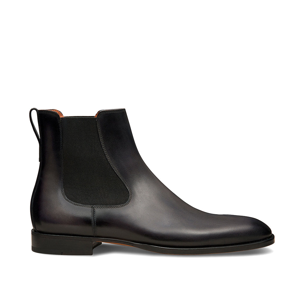 Black Capri Leather Chelsea Boots