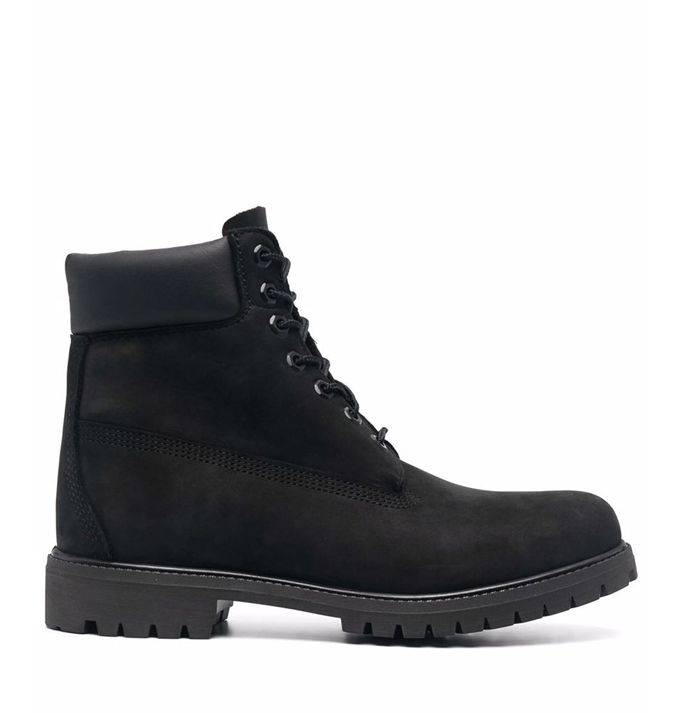 Black Suede Lace-Up Leather Boots