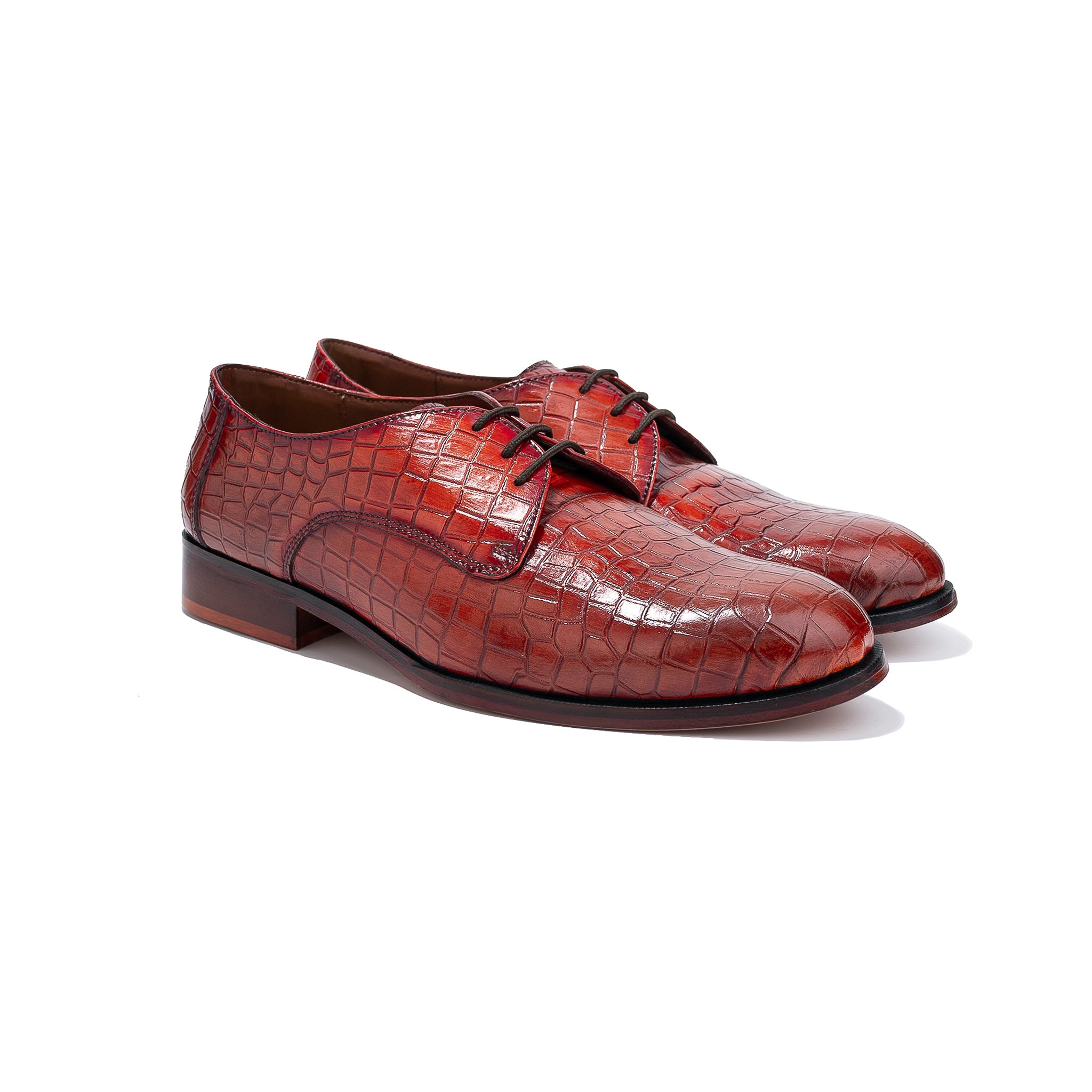 Burgundy Croco Pattern Shoes