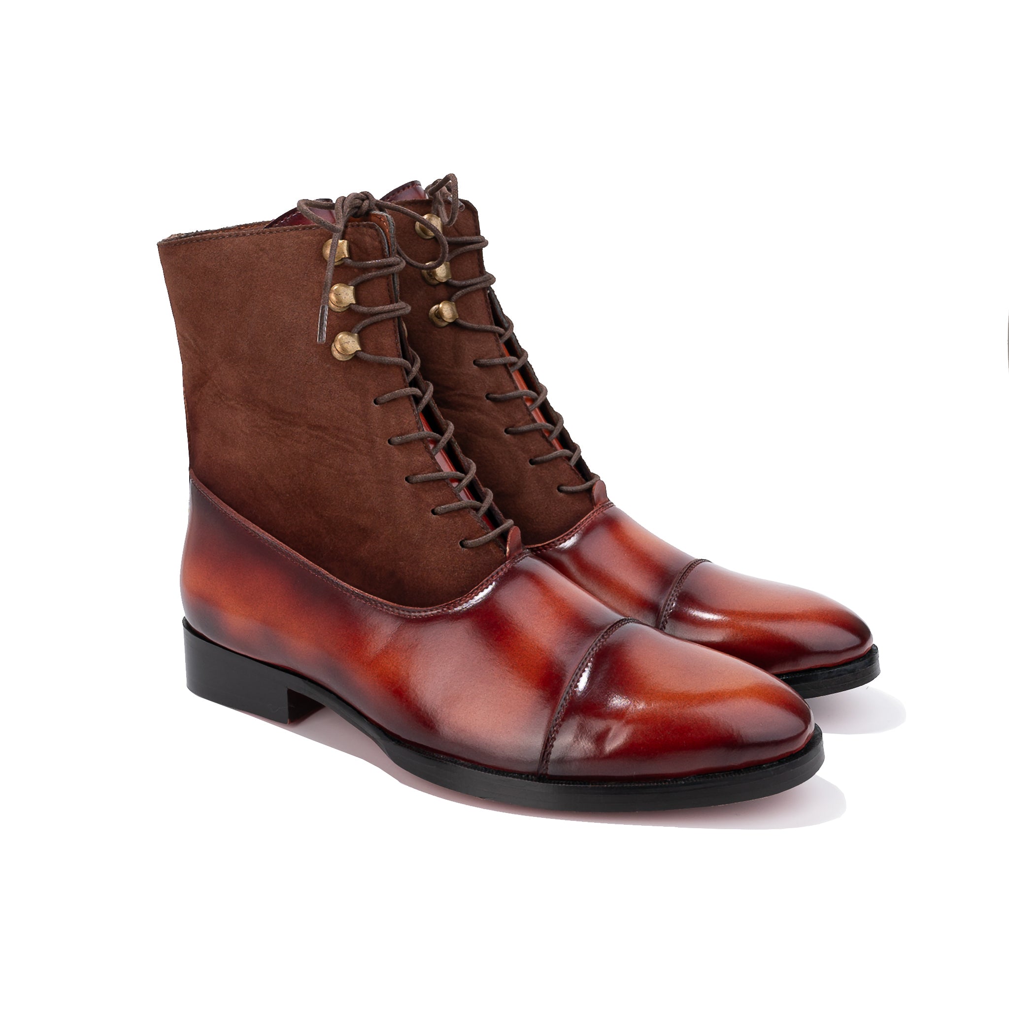 Captoe Suede High Ankle Boots