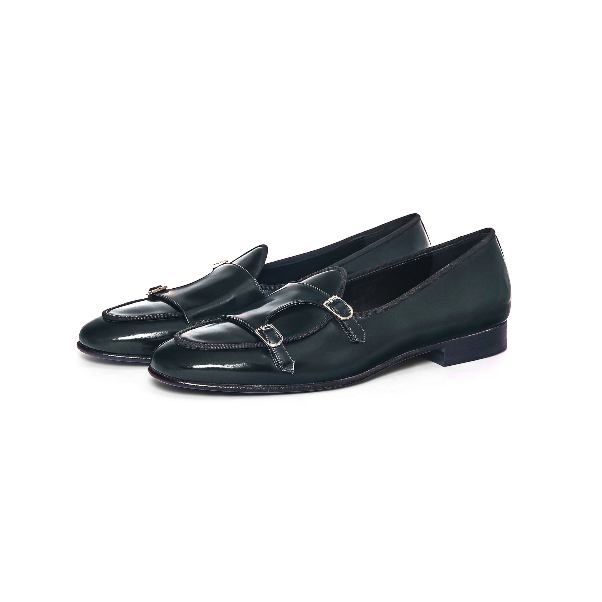 Classic Leather Double Monk Strap Shoes