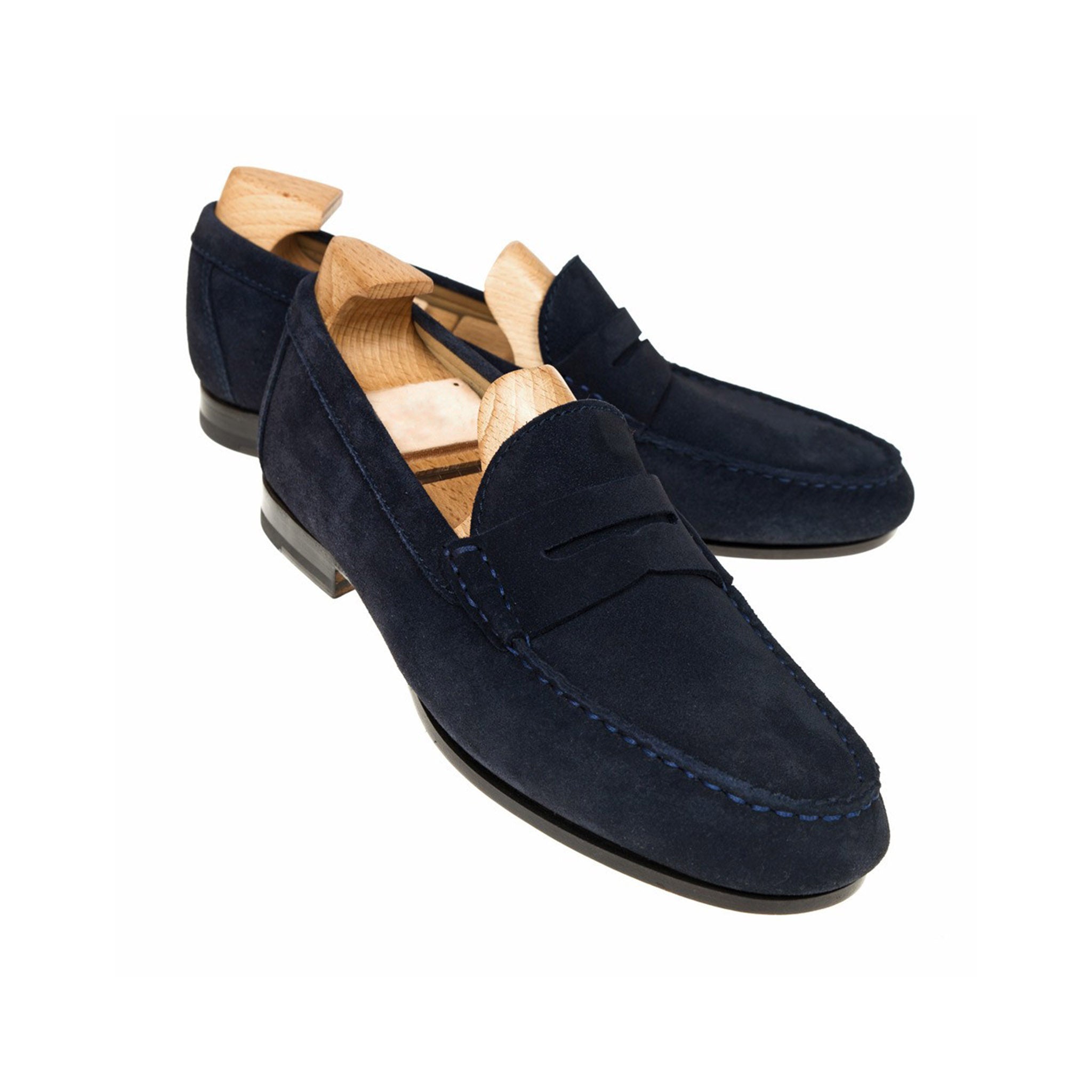 Navy Leather Penny Loafers