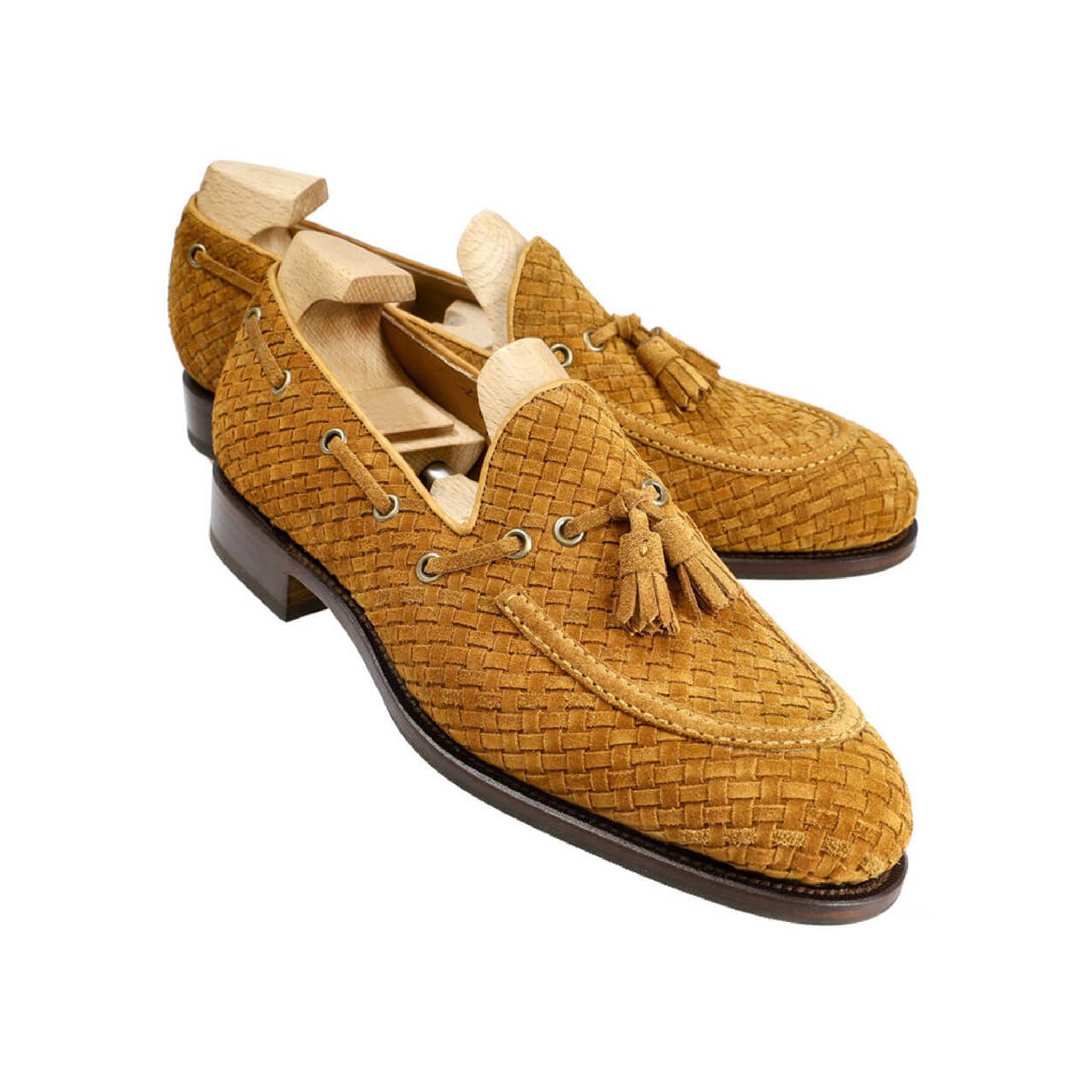 Tanned Braided Suede Tassel Loafers