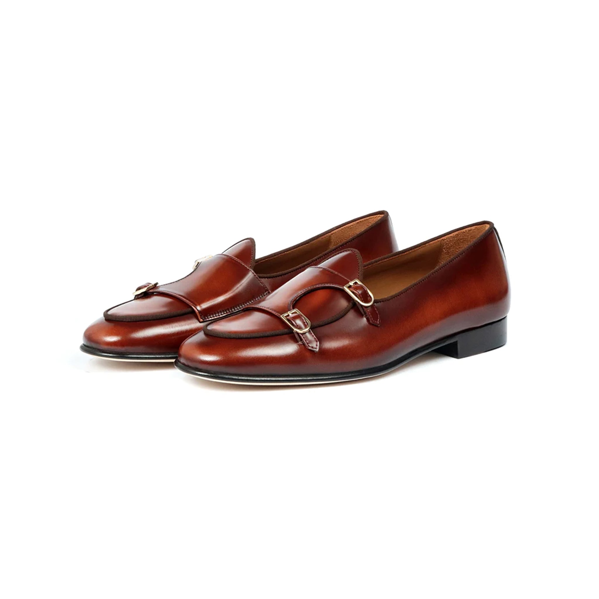 Vivid Auburn Double Monk Strap Shoes