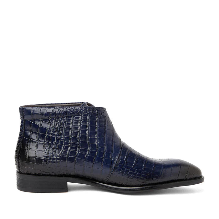 Blue Croco Leather Boots