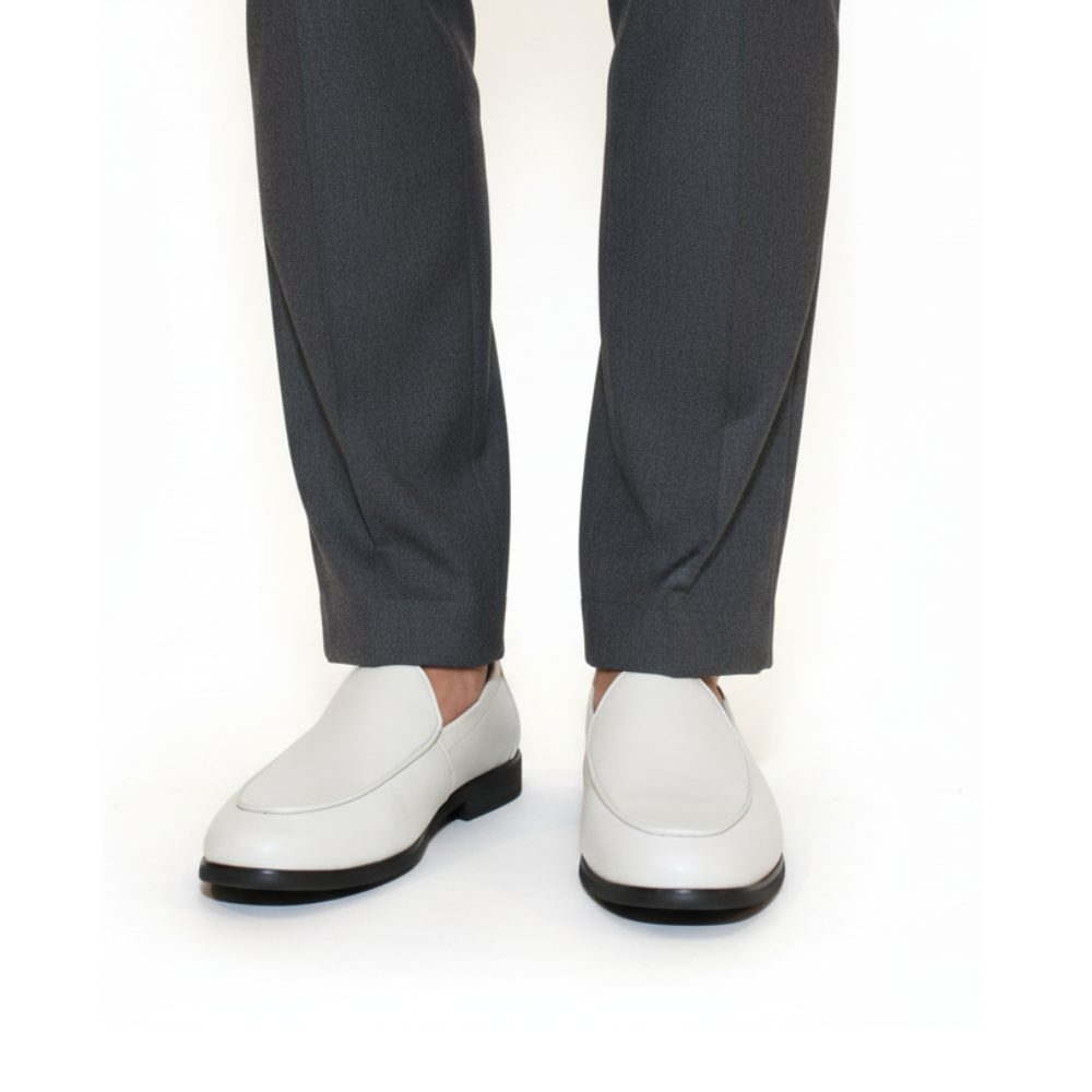 Luxury Leather Light Tan Slip On Ivory Design Loafers