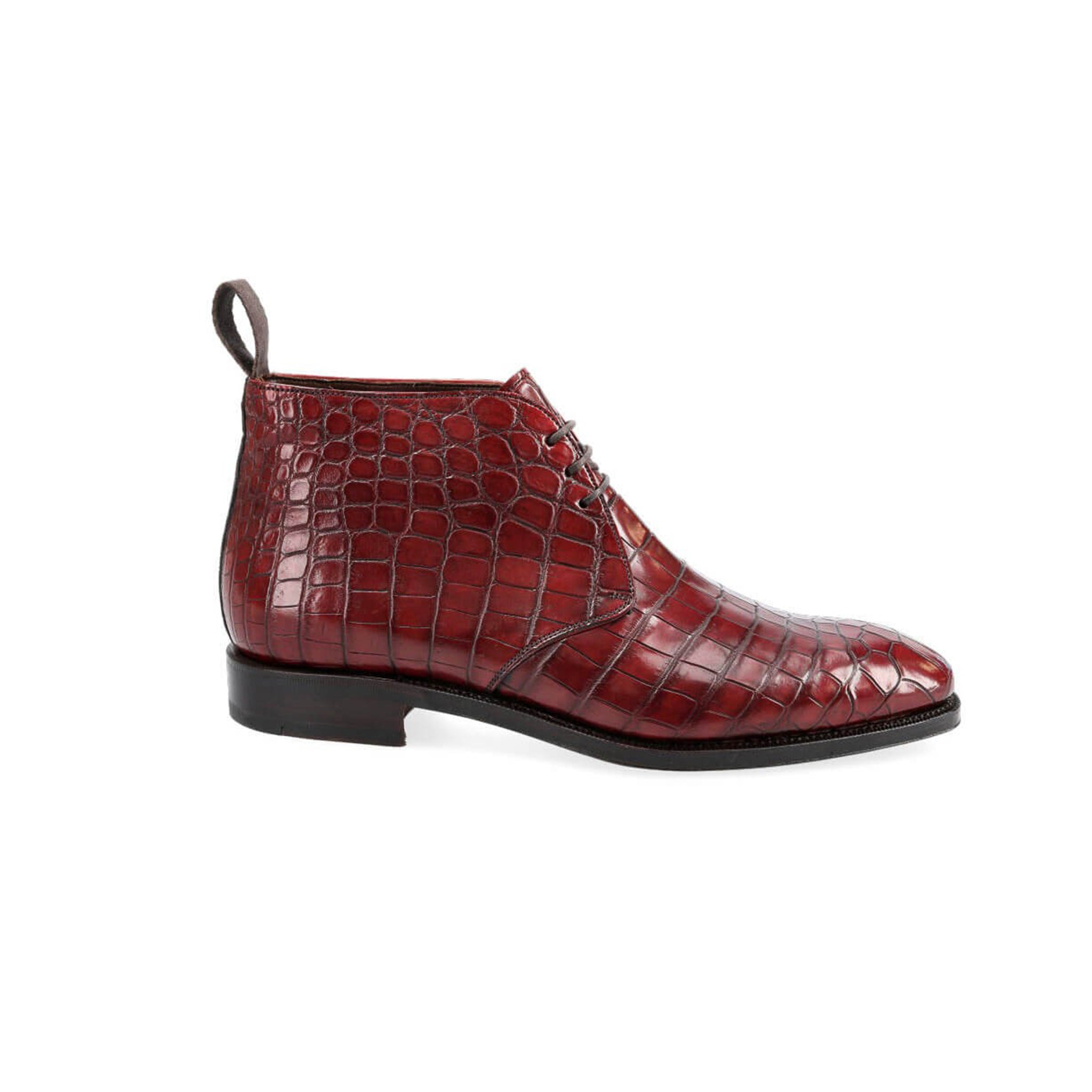 Burgundy Croco Chukka Boots