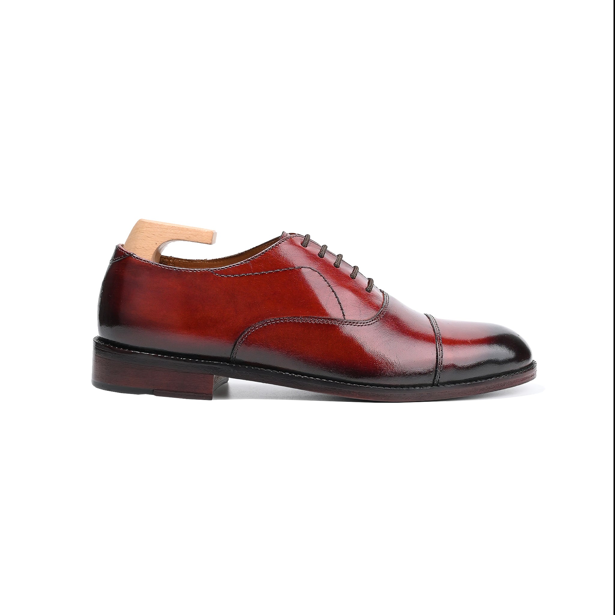 Men Solid Toe Cap Leather Oxford Shoes