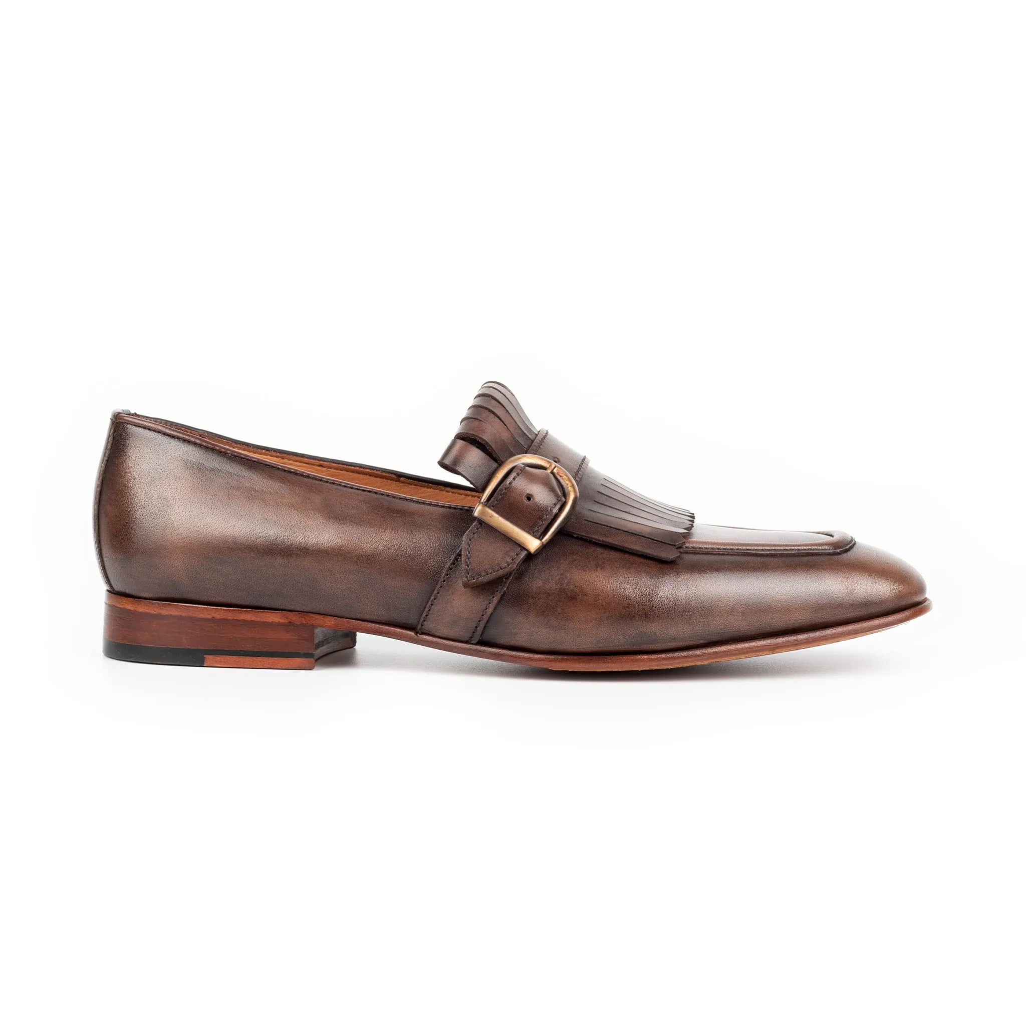 Dark Tan Handcrafted Single Monkstrap Men's Shoes