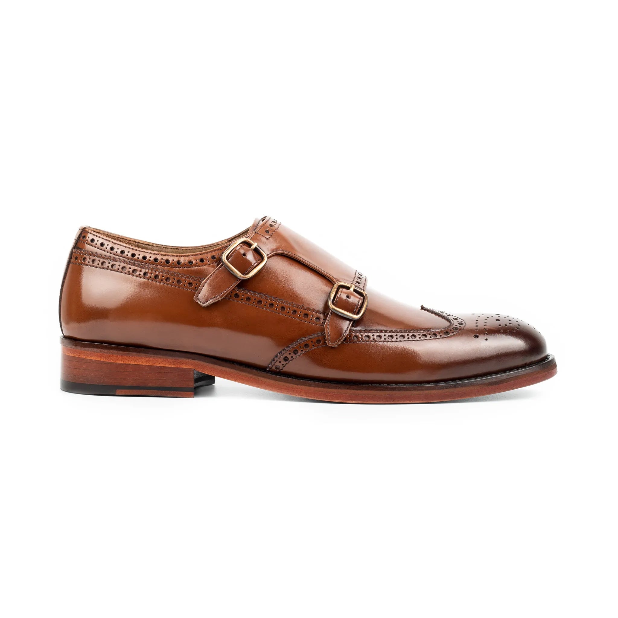 Tan Double Monk Strap Men's Shoes