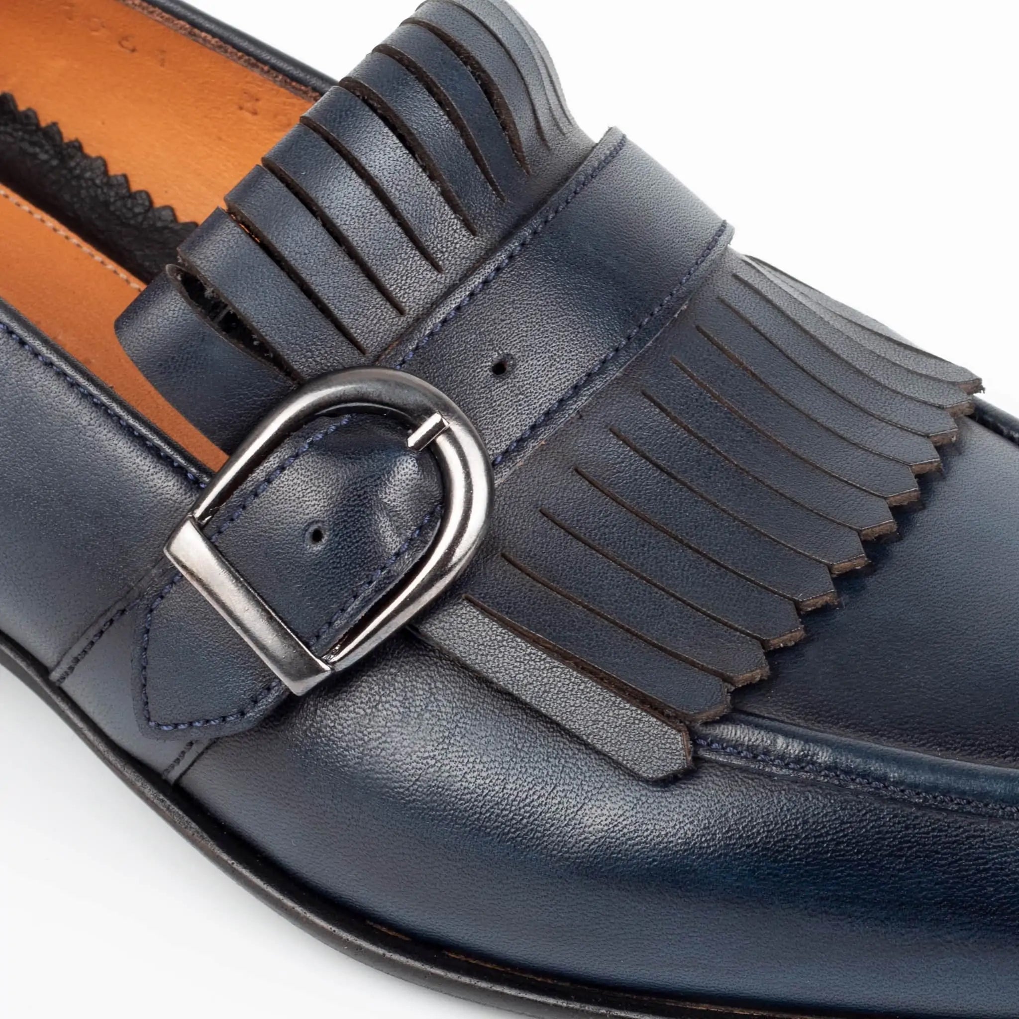 Navy Single Monk Strap Shoes