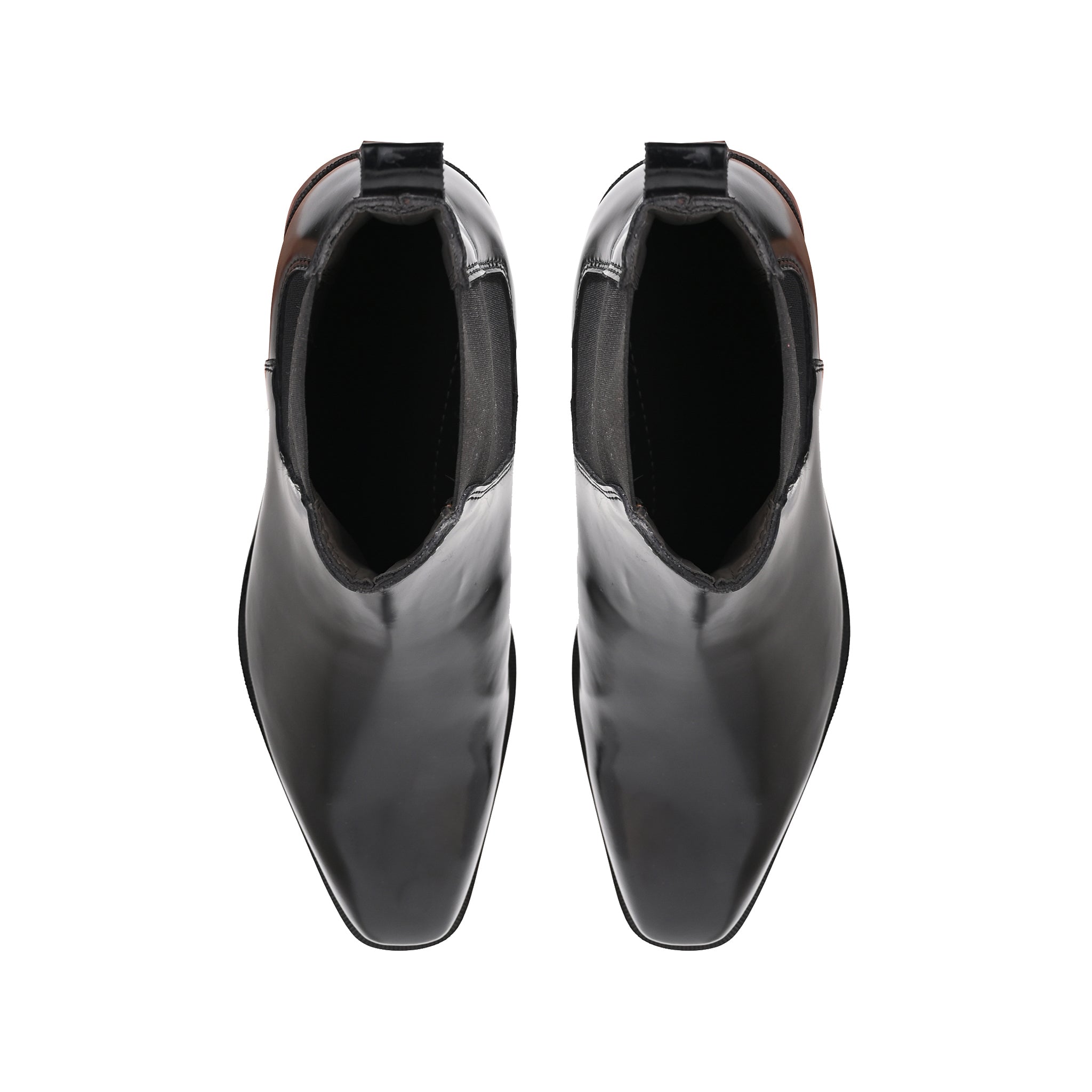 Coal Black Leather High Ankle Boots