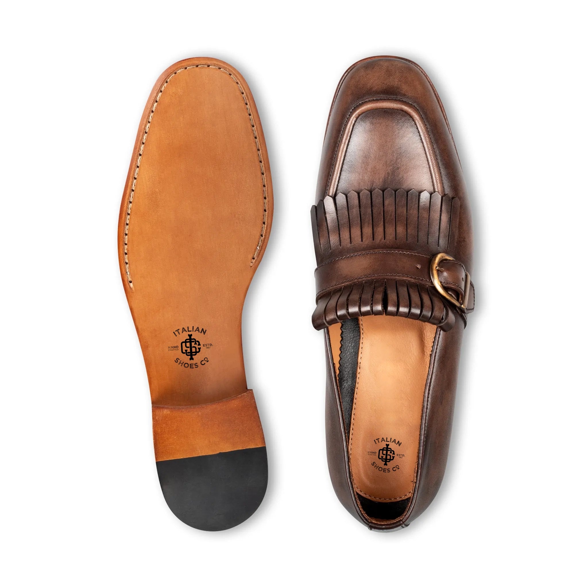 Dark Tan Handcrafted Single Monkstrap Men's Shoes