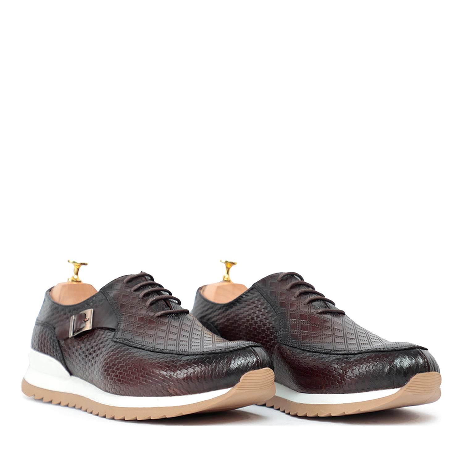 Textured Leather Coffee Sneaker