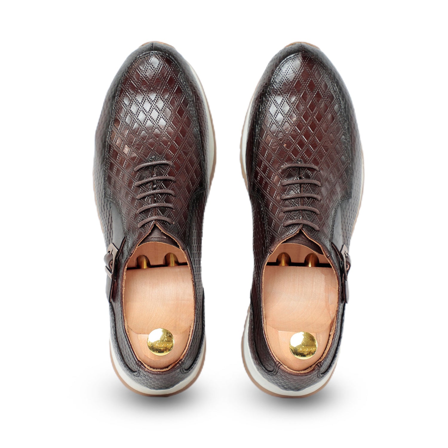 Textured Leather Coffee Sneaker