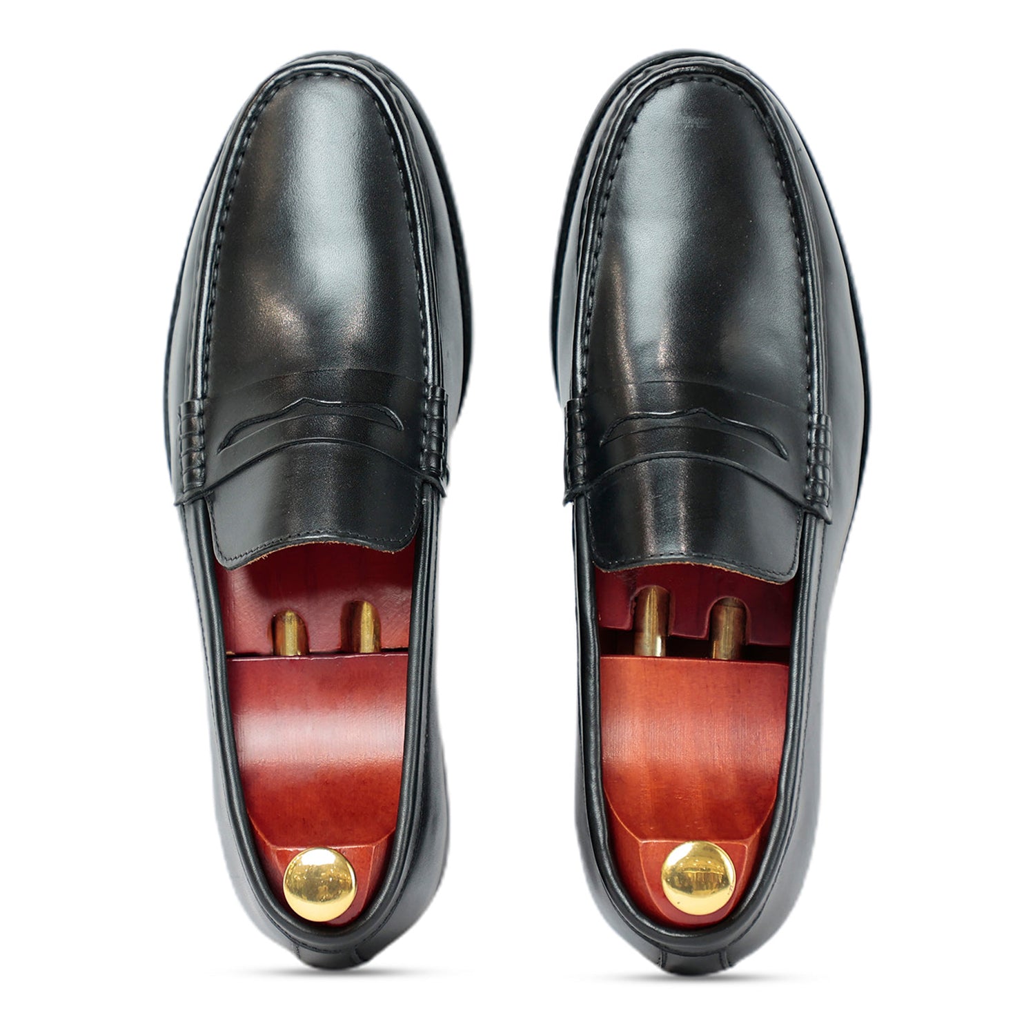 Black Leather Penny Loafers