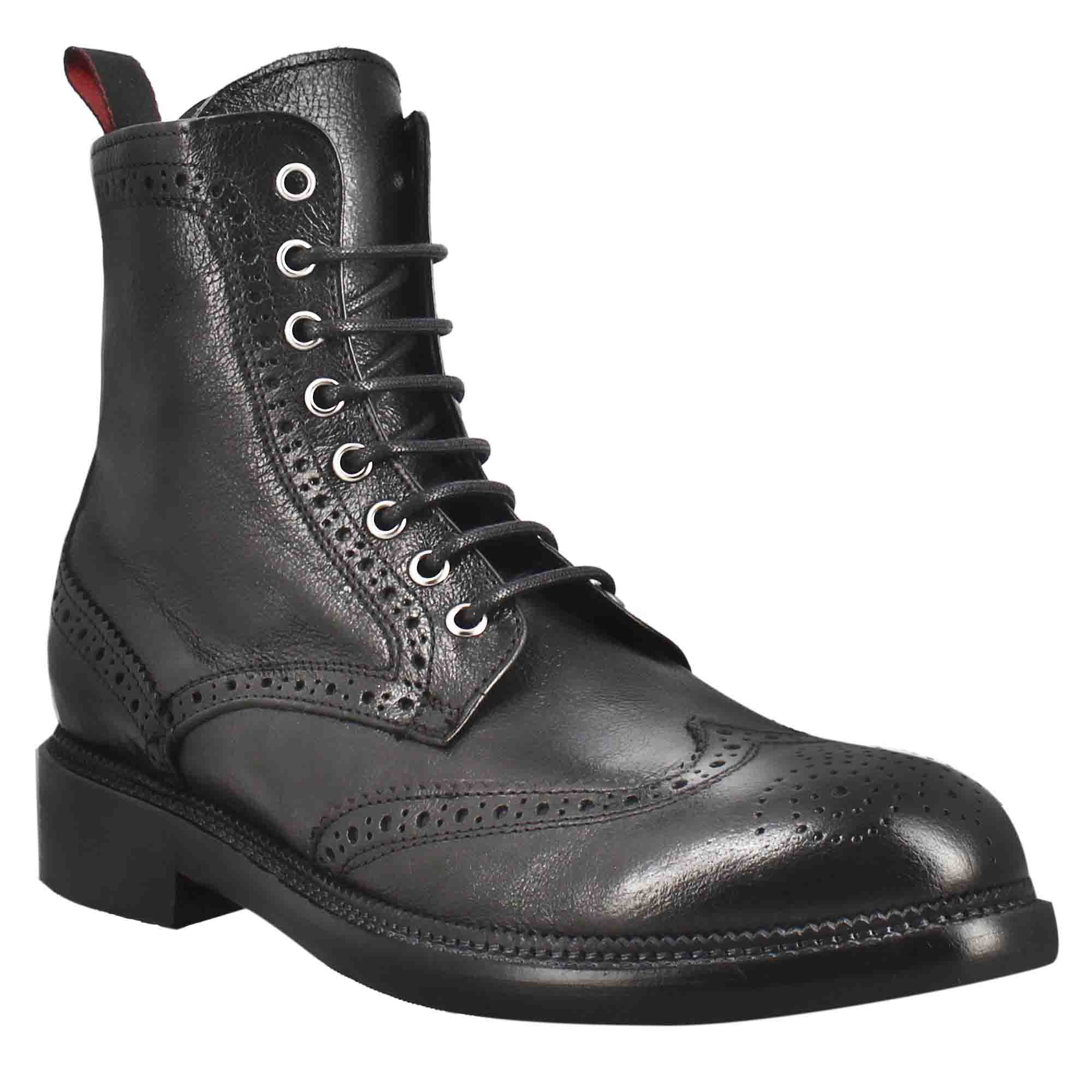 Black Washed Leather Boots
