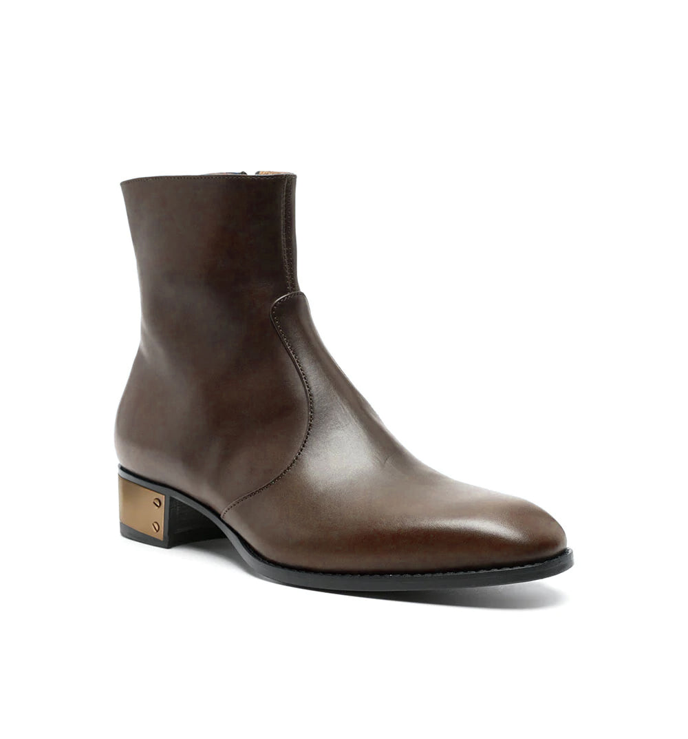 Ludhovic Dark  Brown Leather Ankle Boots