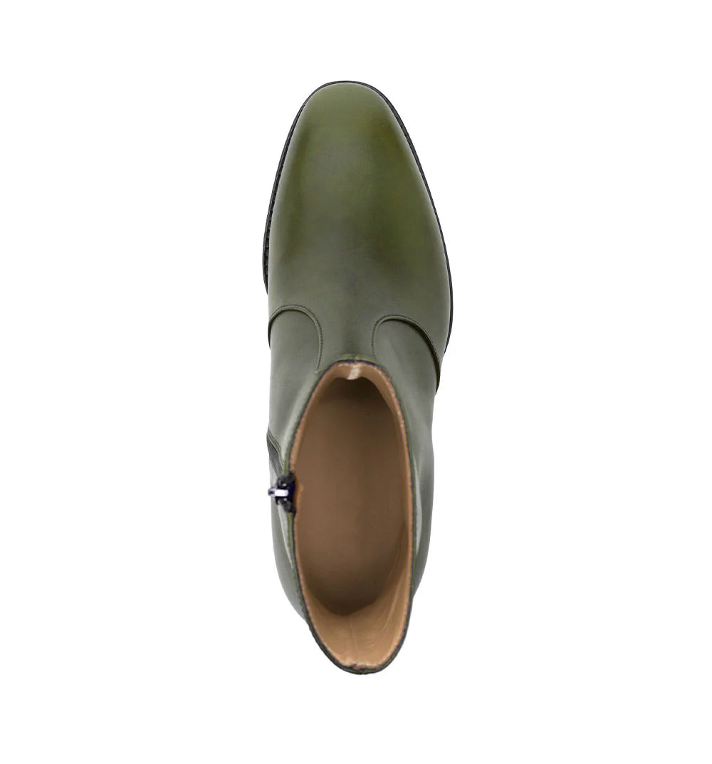 Ludhovic Olive Leather Ankle Boots
