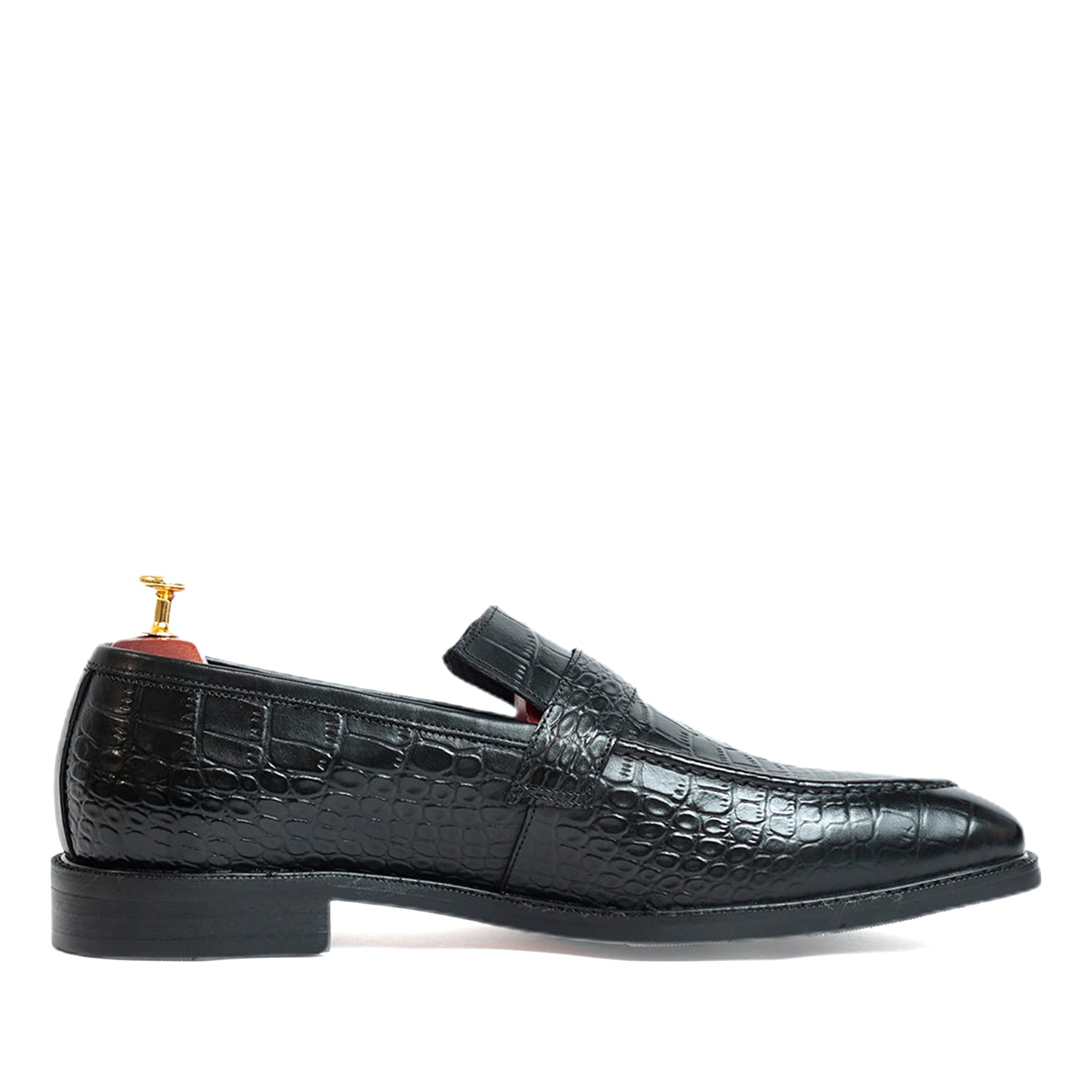 Azure Black Croco Monk Loafers