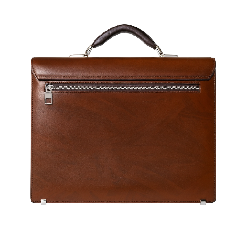 Italian Plain Leather Brown Lock Closure Briefcase Edition