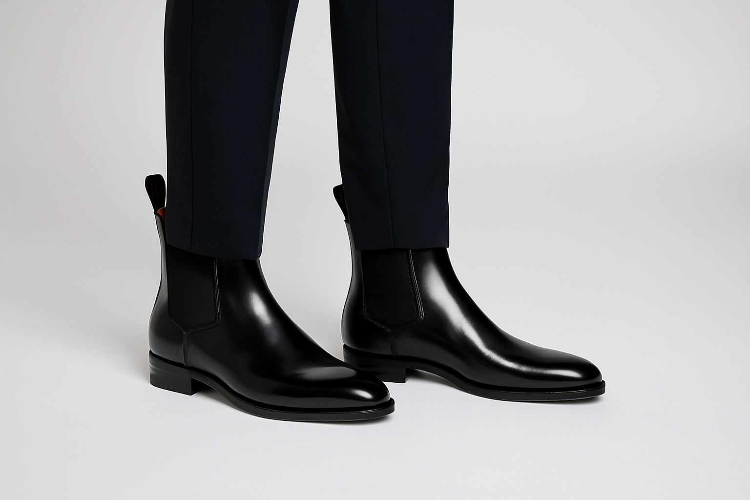Men's Polished Black Leather Chelsea Boots