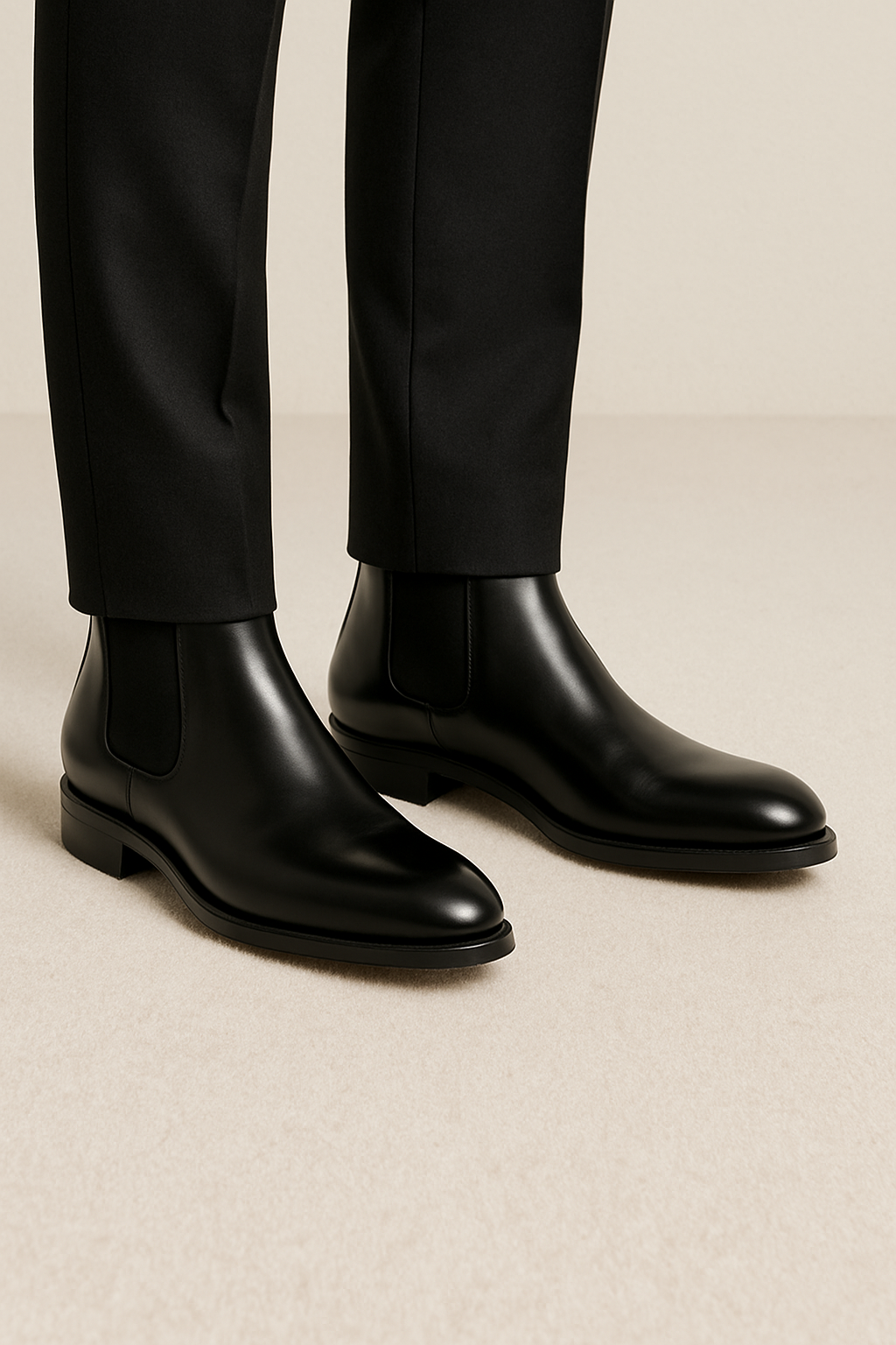 Midnight Classic Chelsea Black Leather Boots