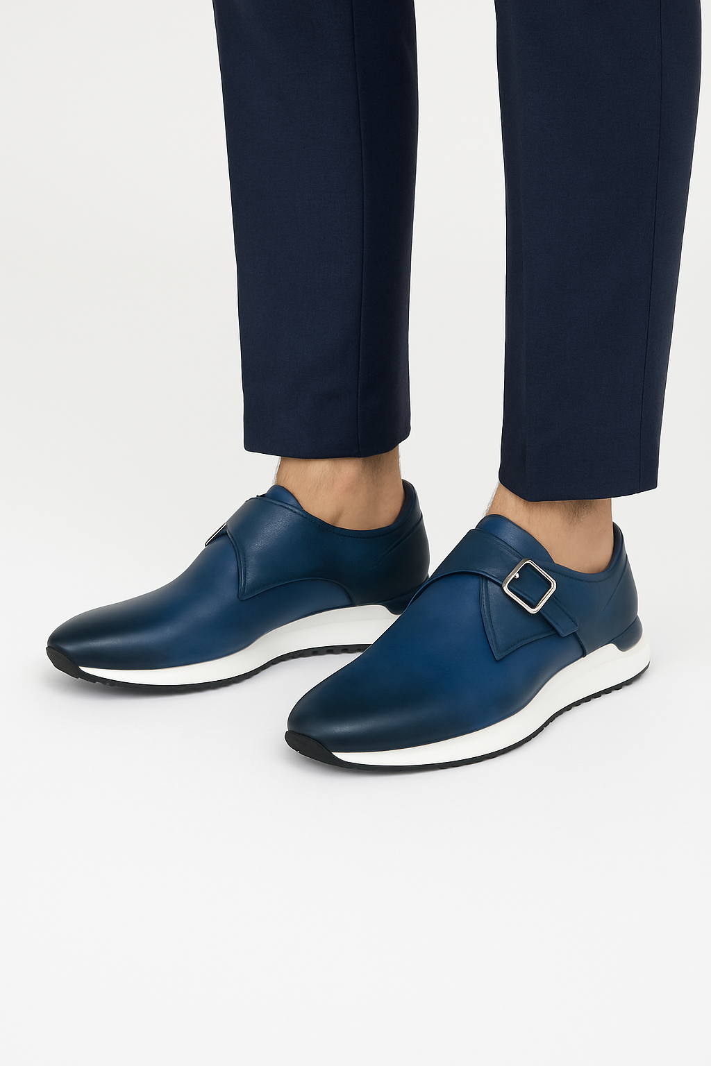 Blue Leather Men Sneaker