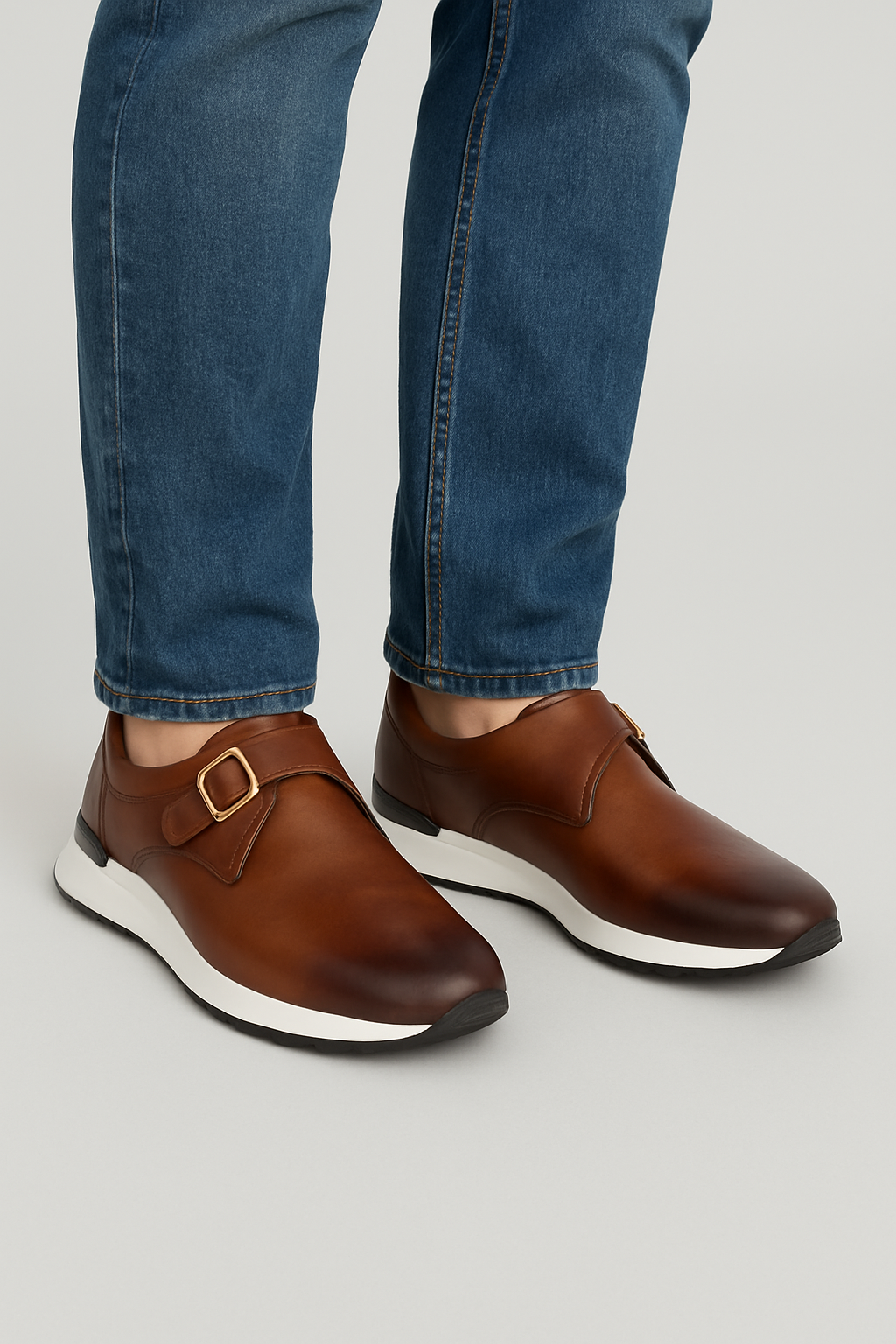 Blue Leather Men Sneaker