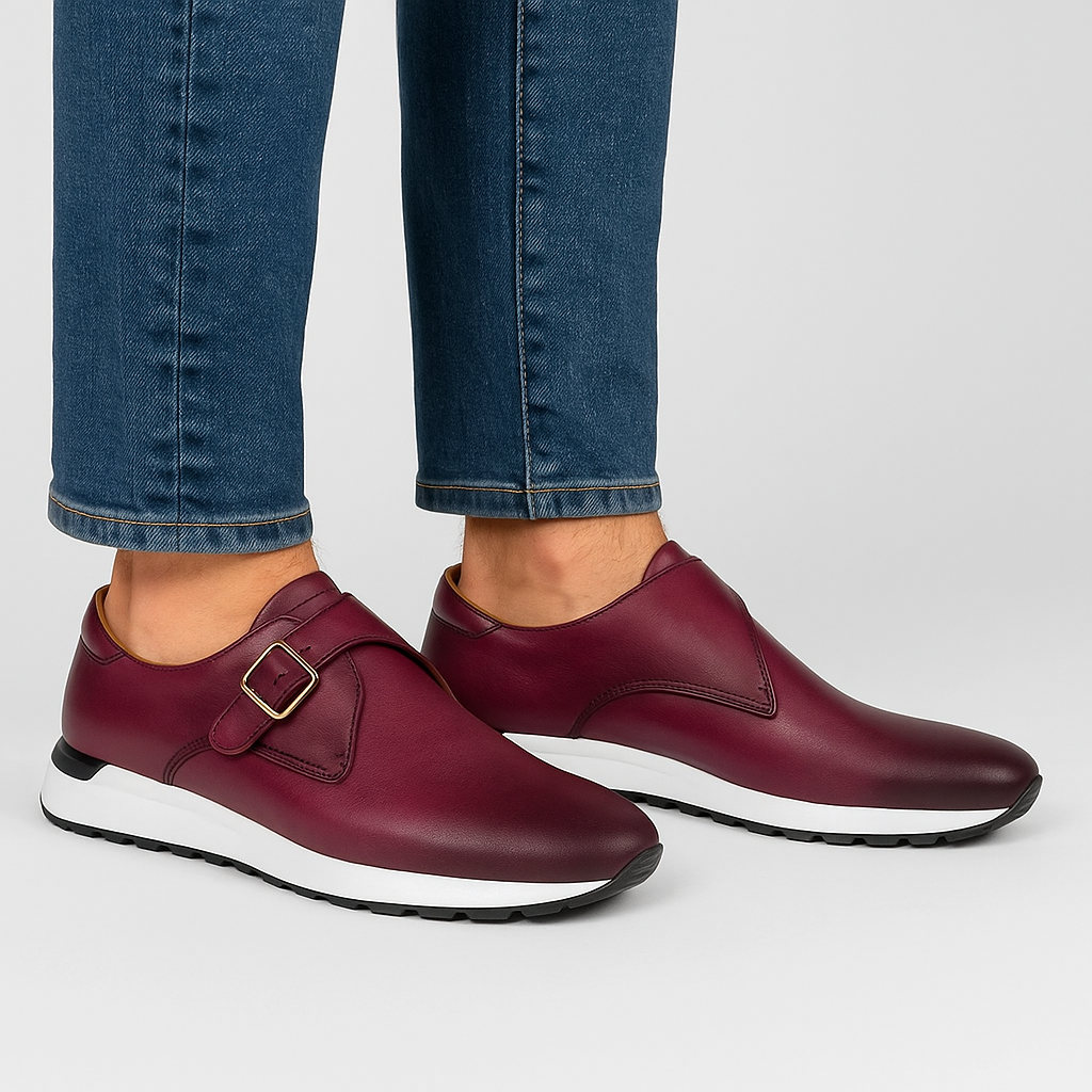 Blue Leather Men Sneaker