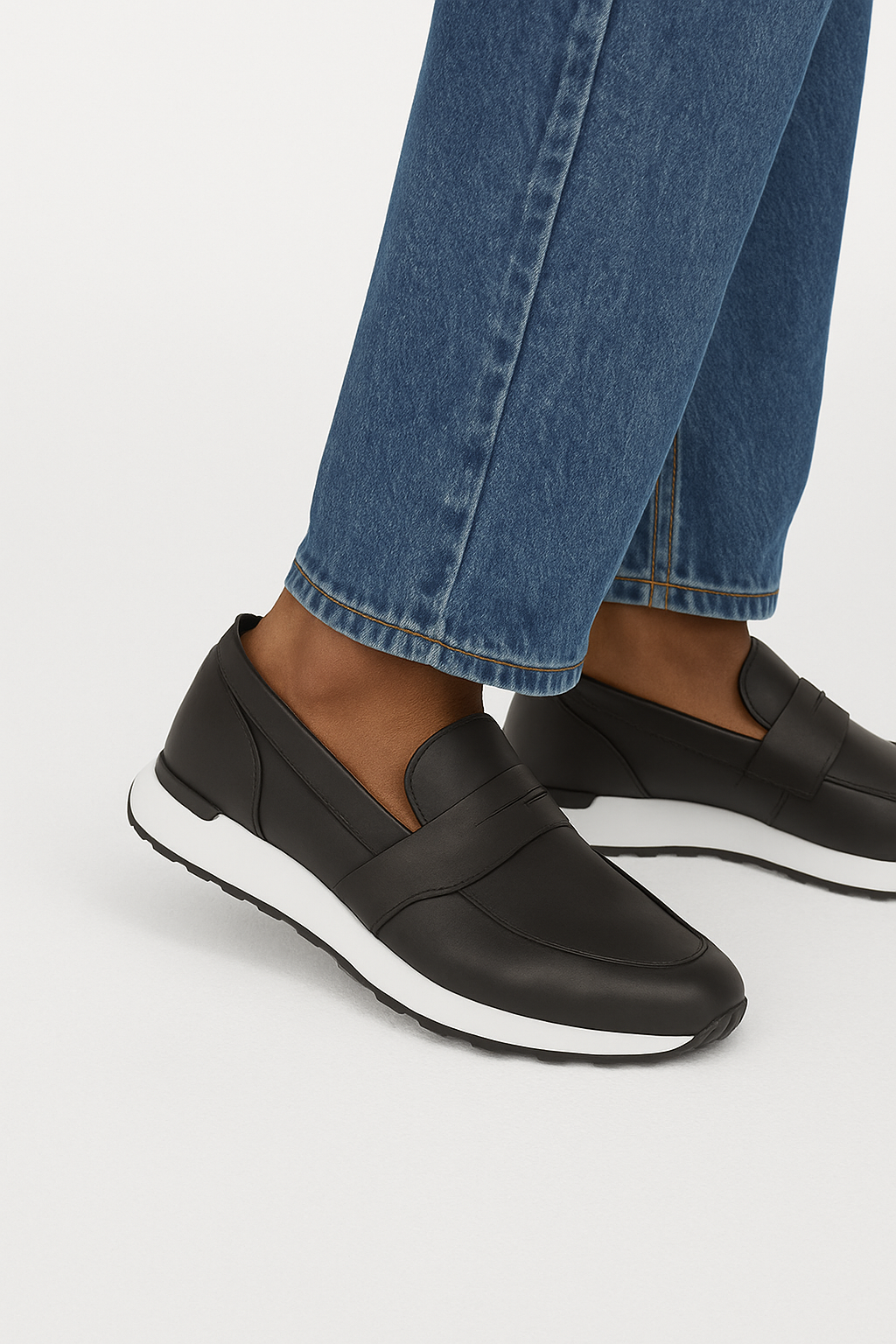 Olive Green Leather Men's Sneakers