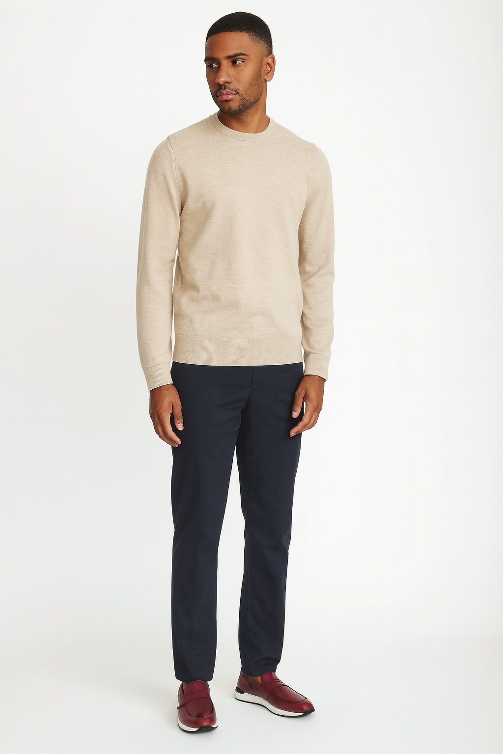 Olive Green Leather Men's Sneakers