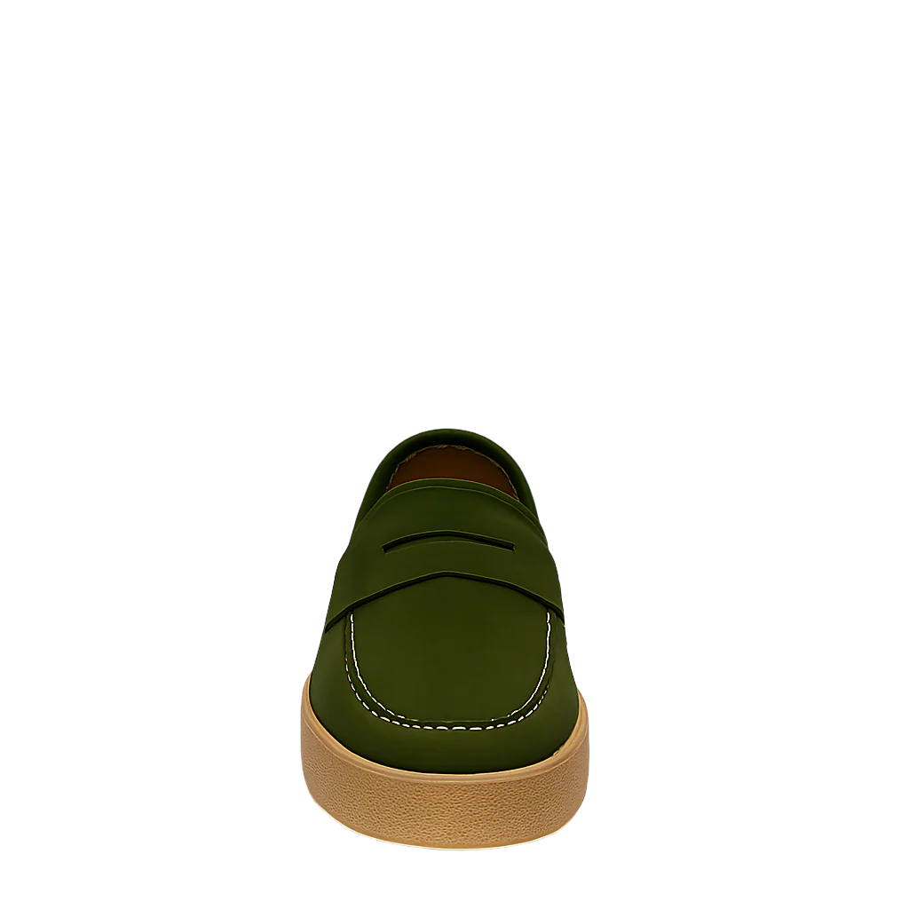 Men Suede Round Toe Loafer Olive Green