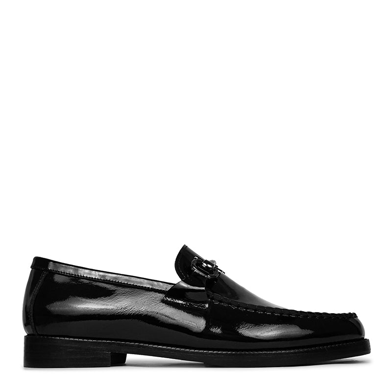 Patent Shiny Leather Loafers With Horsebit Buckle
