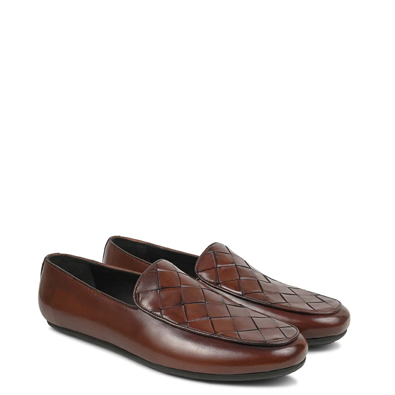 Men HandMade Woven Leather Loafers