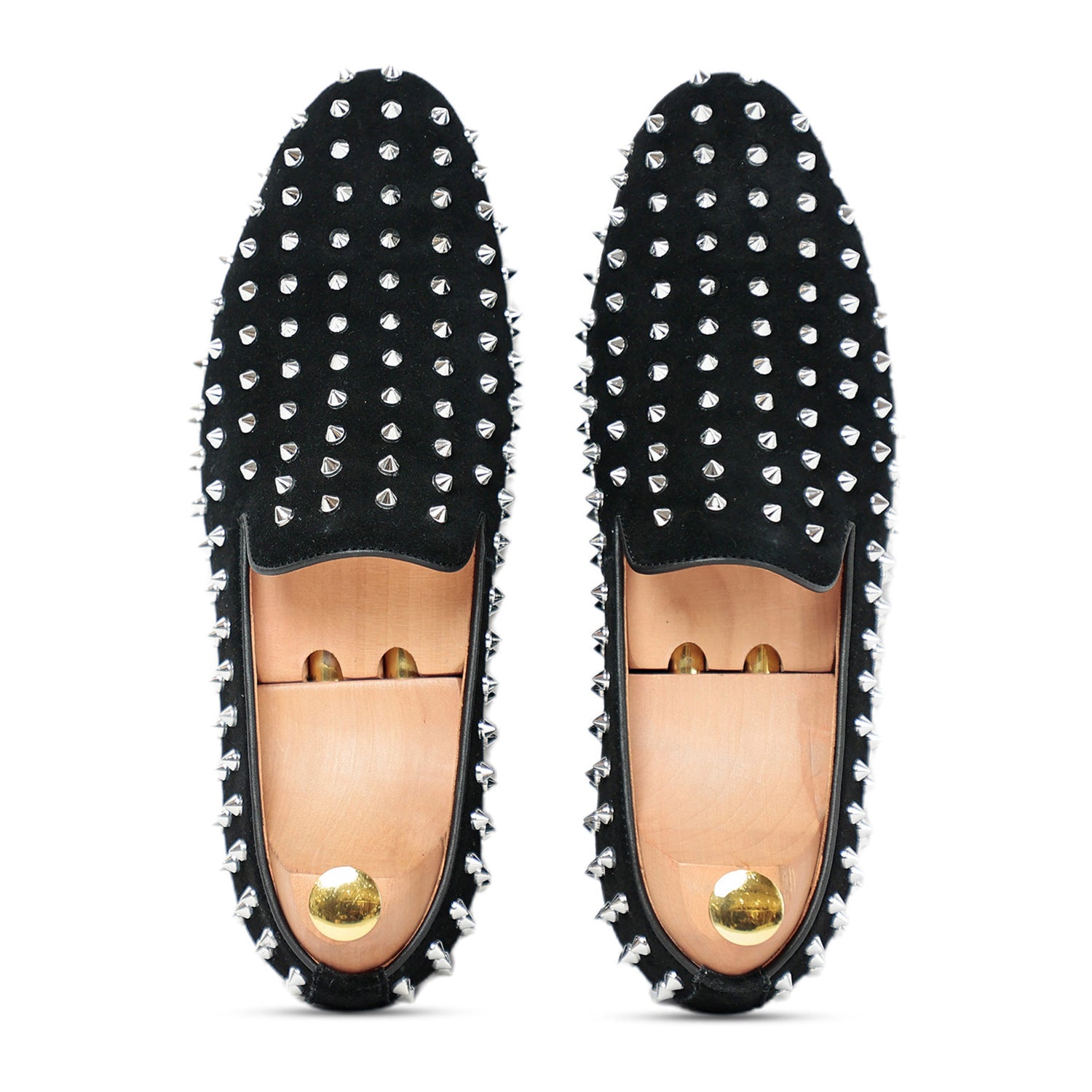 Suede Studded Slip On Loafers