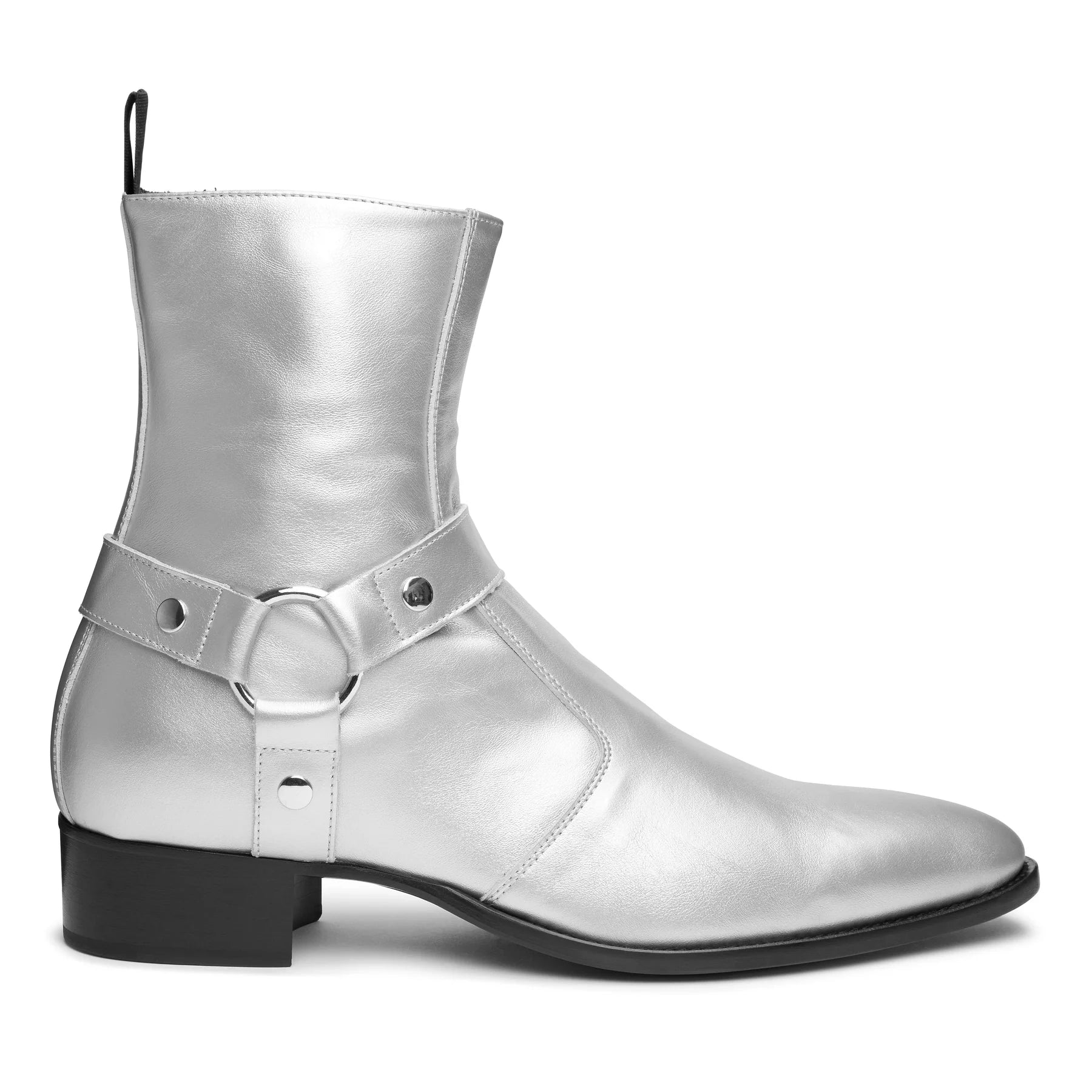 Harness Zip Boot - Silver Leather