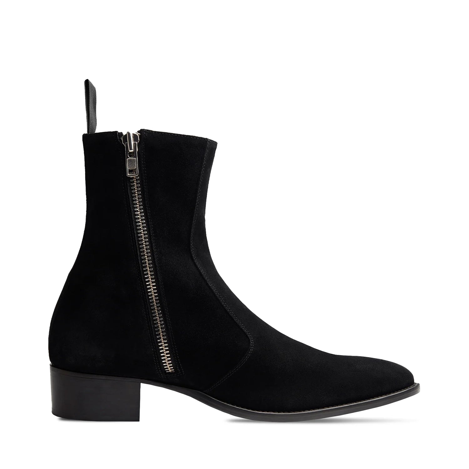 Side Zip Boot - Black Suede Leather