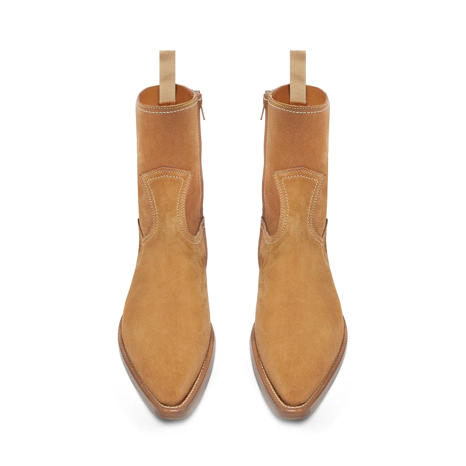 Side Zip Western Boot - Nut Suede Leather