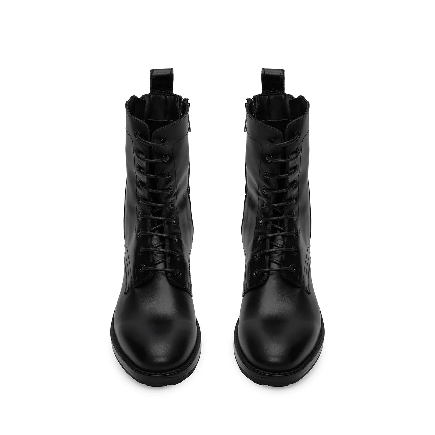Sergio Zip Combat Boot - Black Leather