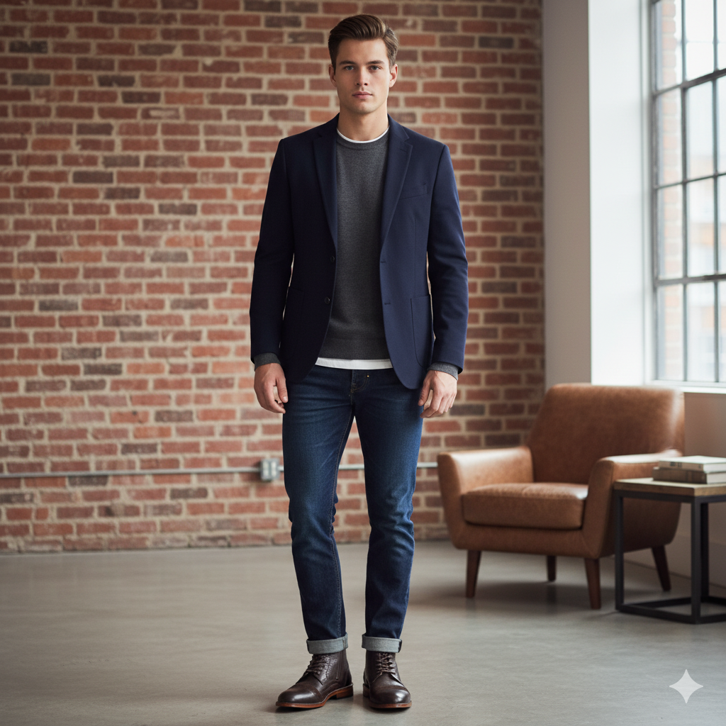 Brown Leather & Suede Brogue Lace-Up Men Boot