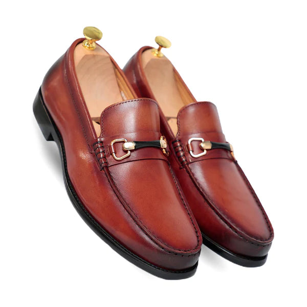 Glen Horse Bit Coffee Slip On Loafers