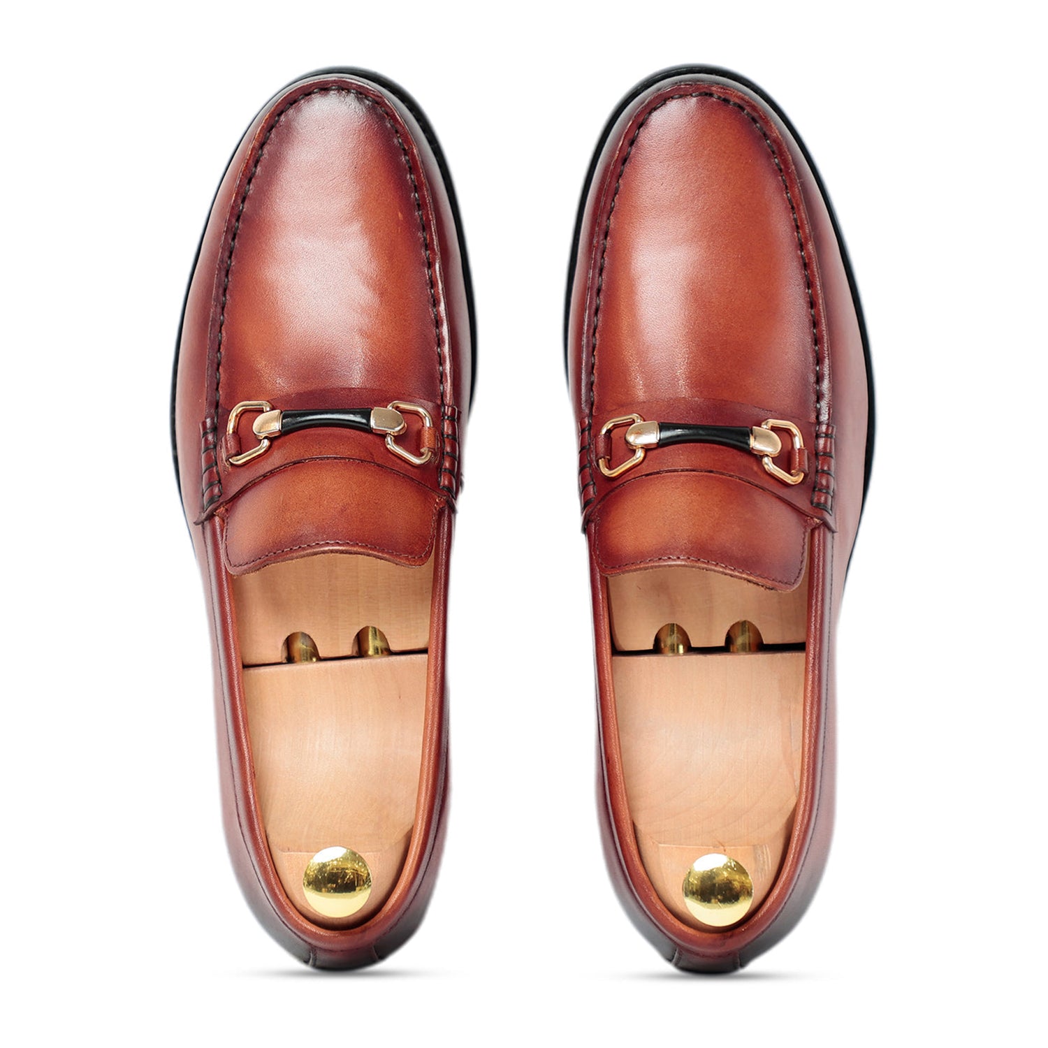 Brown Horsebit Slip On Loafers