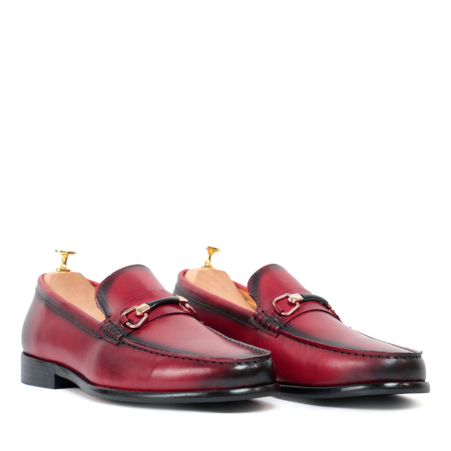 Burgundy Horsebit Slip On Loafers