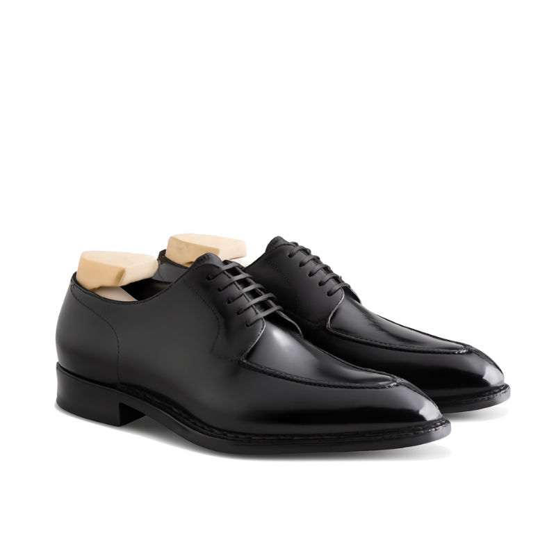 Derby Blucher Leather Black Shoes