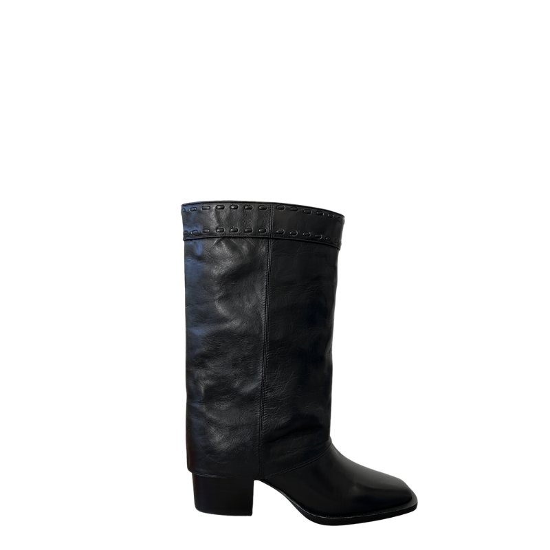 Luxury Leather Black Wide Fit Ankle Boots for Women's