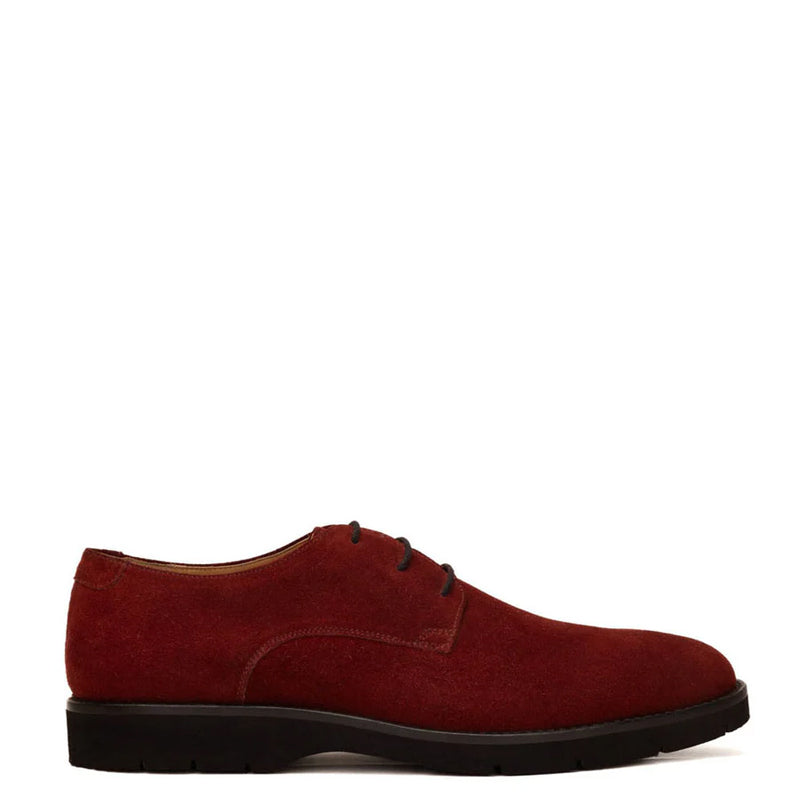 Plain Suede Leather Derby Wine Shoe For Men